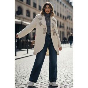 RARE Leifsdottir Anthropologie Butterfly Sweater XS Coat Bel Sleeve Wool Alpaca